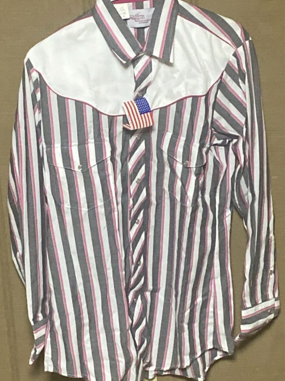 Karman Kenny Rogers Vintage Western Striped Bib Pearl Snap Shirt Mens Medium M